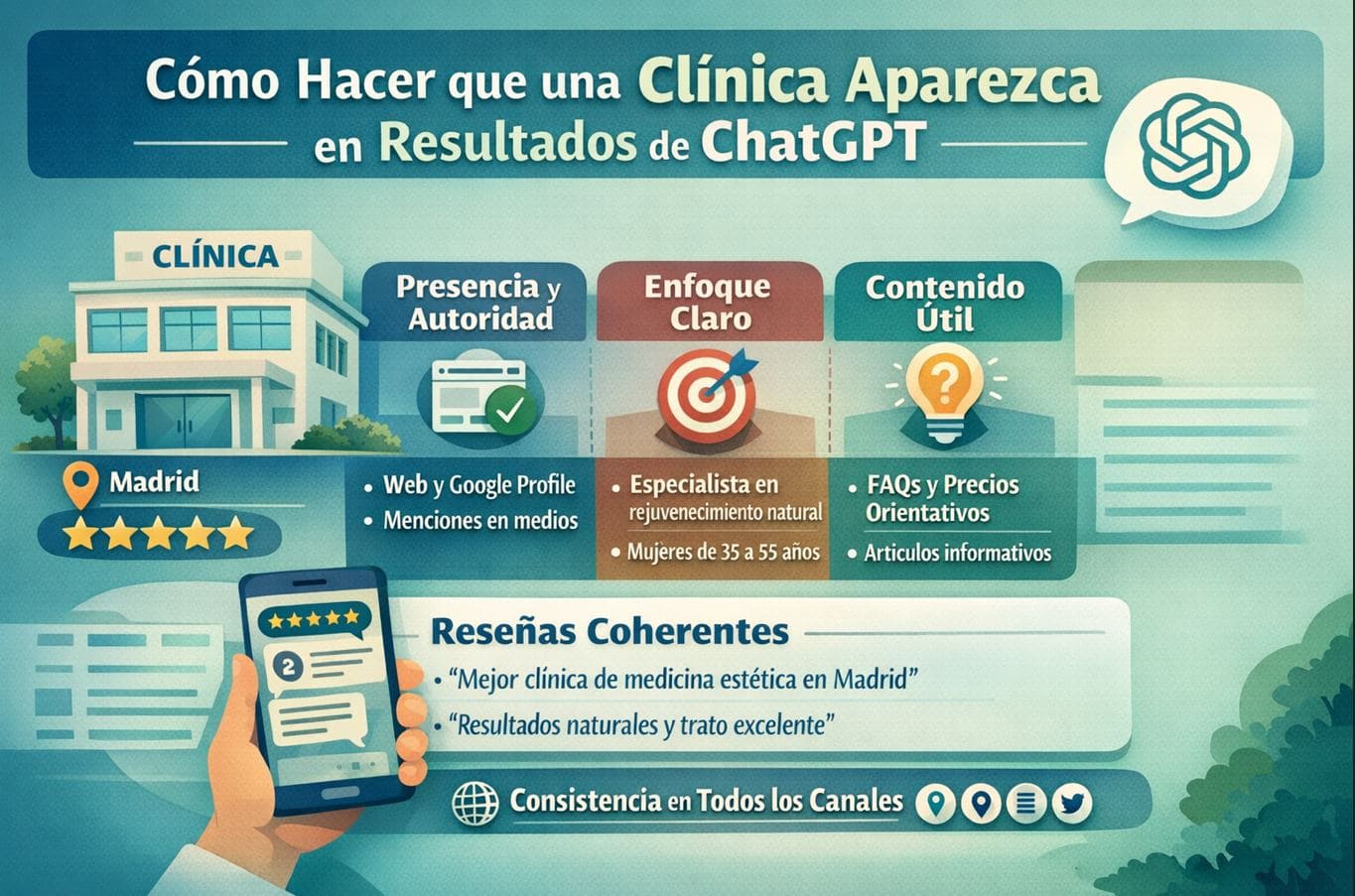 Como hacer que mi clínica aparezca en resultados de ChatGPT